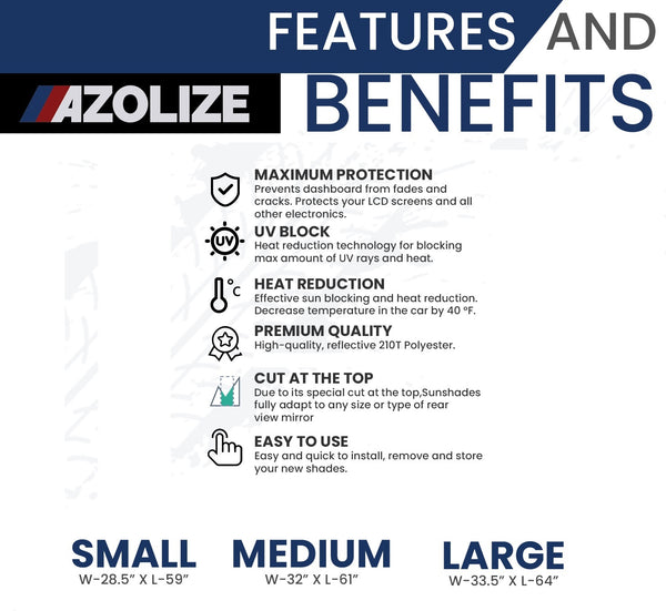 1-PIECE WINDSHIELD SUNSHADE B&W USA AMERICAN FLAG DESIGN - Azolize